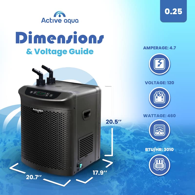 Active Aqua AACH25HP 0.25 HP 396-925 GPH 120V Hydroponic Cooling Water Chiller - 50