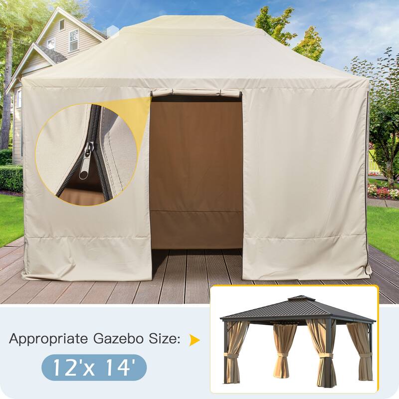 EROMMY Winter Gazebo Cover, Outdoor Cover for Hardtop Gazebos, Enclosed Cover with Sidewalls and Mesh Windows