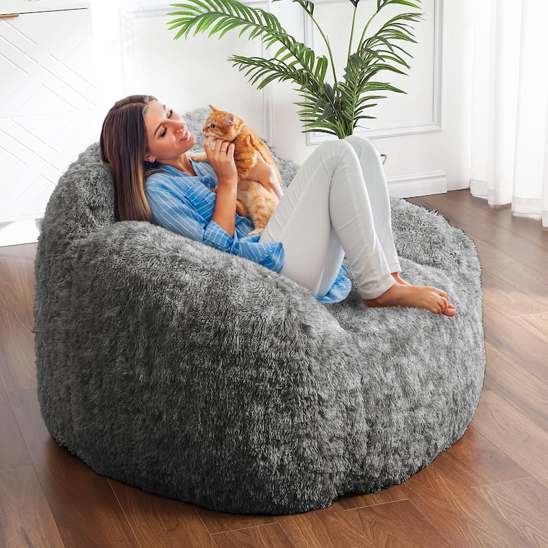 Bean Bag Chair, Plush Armrest Beanbag Sofa, Cozy Lounge Seat