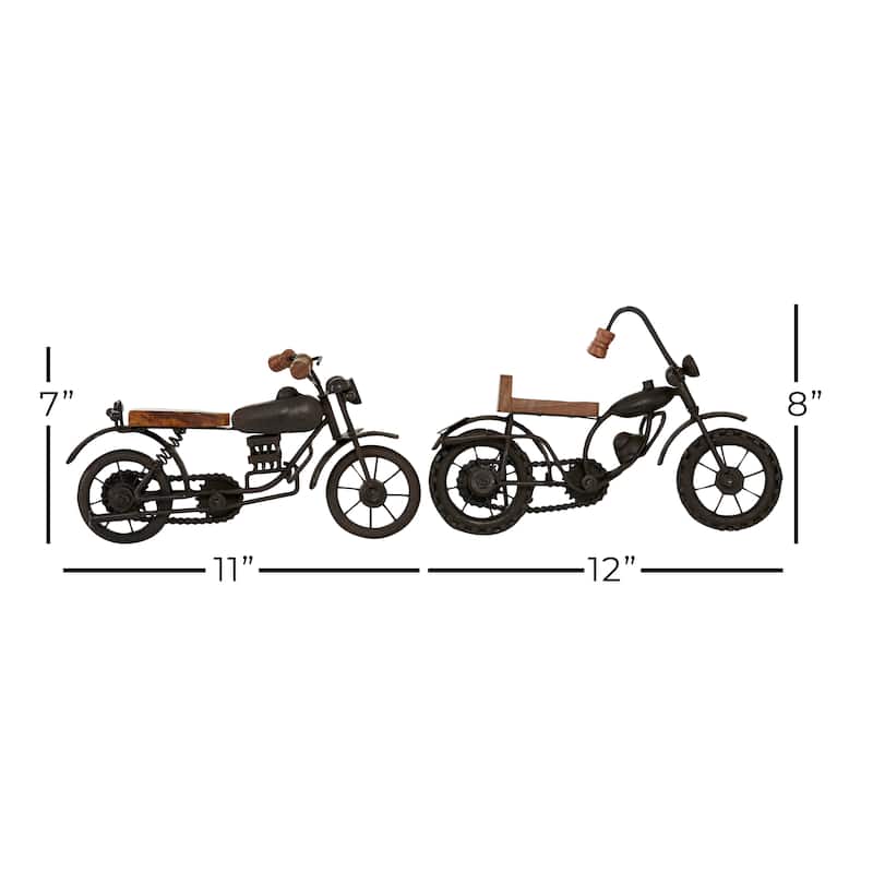 Brown or Gold Metal Motorcycle Sculpture (Set of 2)