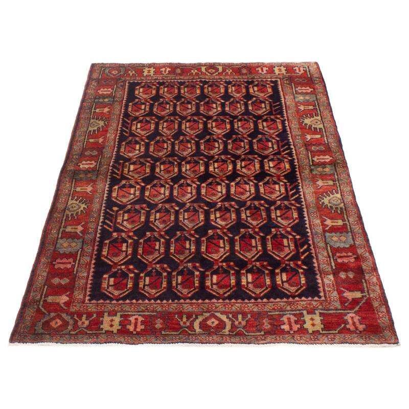 ECARPETGALLERY Hand-knotted Andelz Navy, Red Wool Rug - 4'6 x 7'4