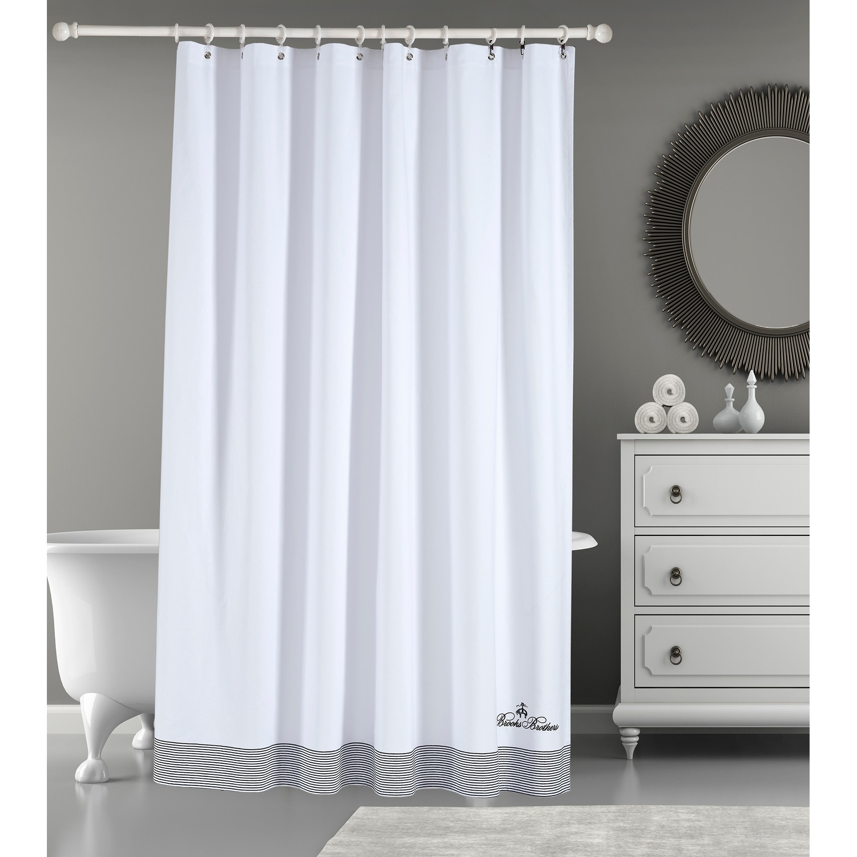 Brooks Brothers Rope Stripe Border Shower Curtain