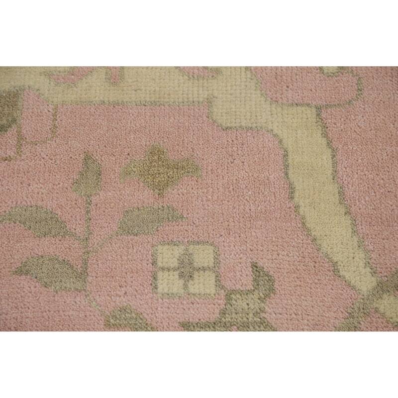 Pink Oushak Indian Area Rug Hand-Knotted Wool Carpet - 9'11" x 13'0"