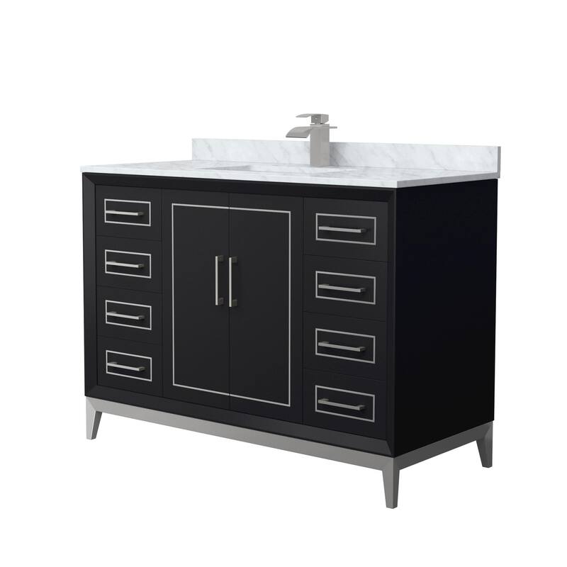 Wyndham Collection WCH515148S-NAT-UNSMXX Marlena 48" Free Standing - Black / Brushed Nickel Hardware