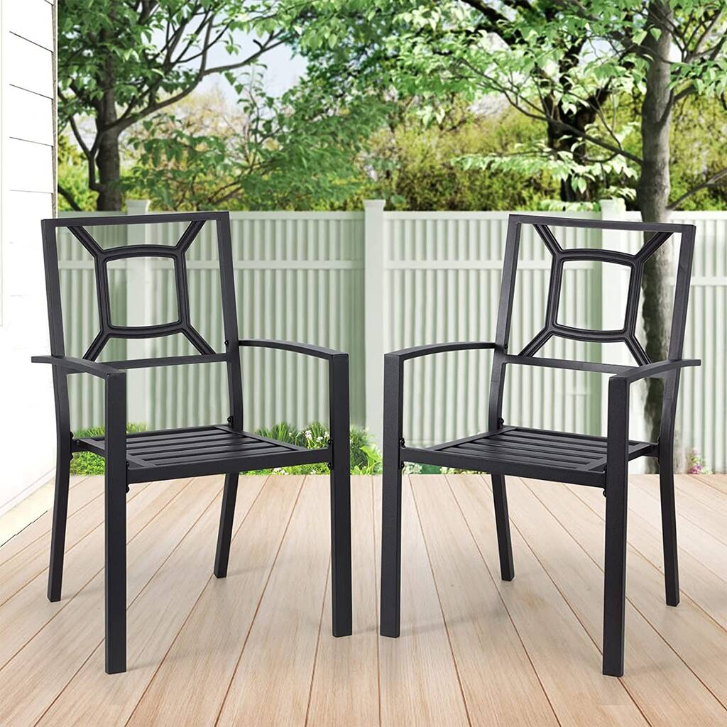 AECOJOY Patio Dining Chairs Stackable Outdoor Chairs (Set of 2)