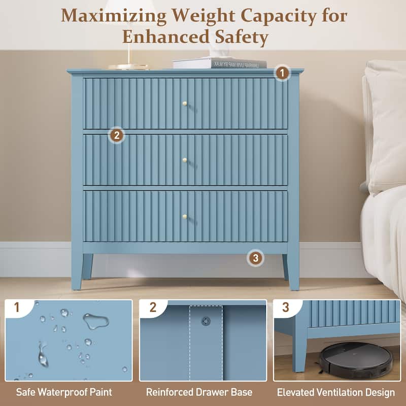 Fluted 3 Drawer Dresser