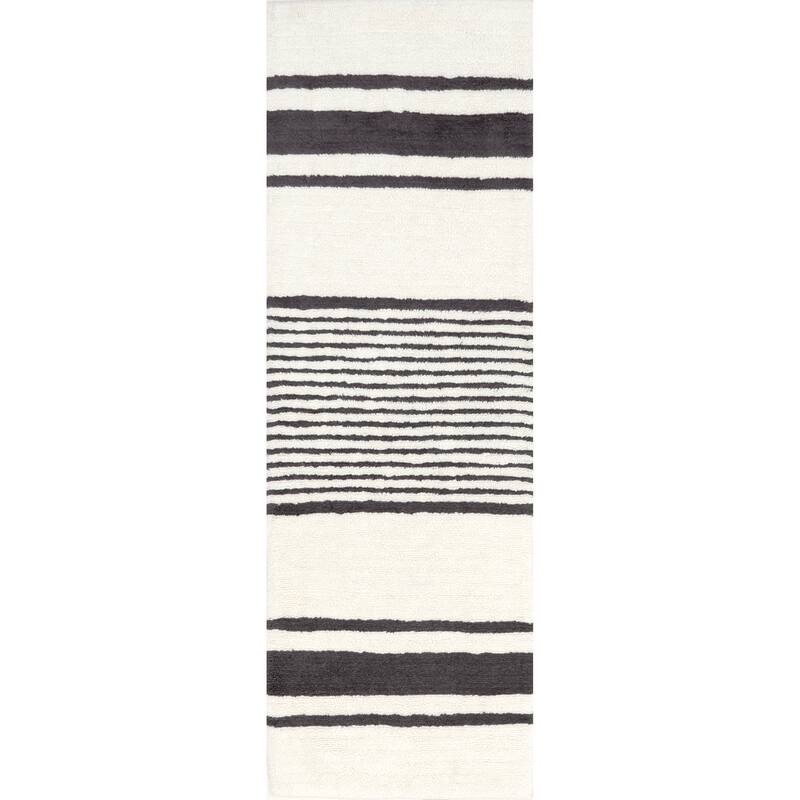 Striped Wool Machine Washable Area Rug