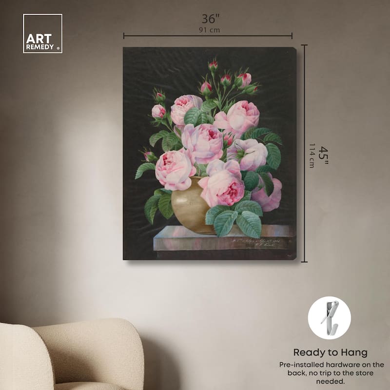 Pink Roses in a Vase Canvas by Art Remedy, Gallery Wrapped