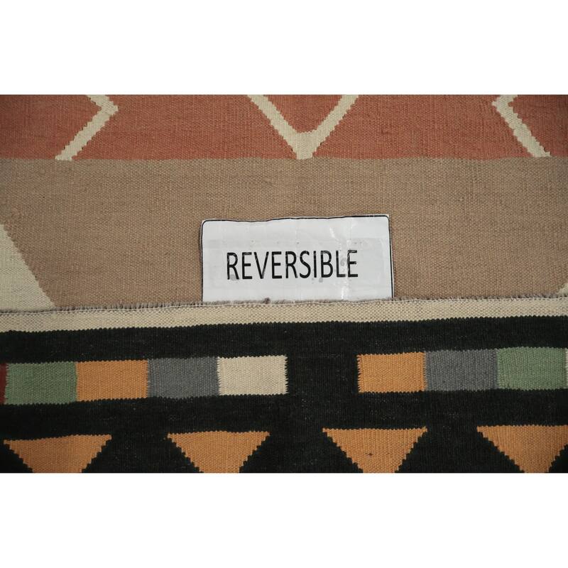 Hand Woven Oriental 100% Wool Carpet Southwestern Modern Multi-Colored Kilim Area Rug - 9' 1'' X 8' 4''