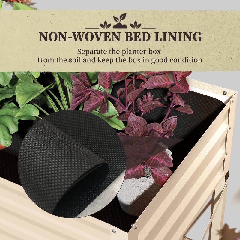 Countryside Style Garden Bed with Legs and Bed Liner, for Backyard and Patio Grow Vegetables Herbs and Flowers Natural