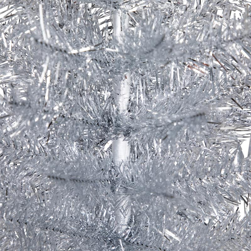 Artificial Tinsel Christmas Tree - 3' - Silver - Unlit - 3 Foot