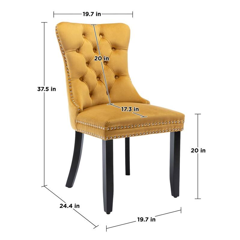 Solid Wood Velvet Upholstered Dining Chair Set of 2