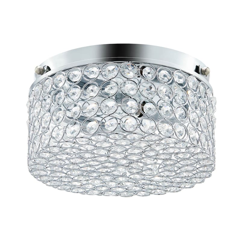 CO-Z Modern 2-Light Round Crystal Flush Mount Ceiling Light