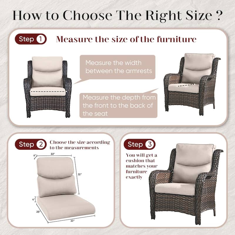 Pocassy 22x25x4 Inch Outdoor Cushion for Swivel Chairs Sofa Set