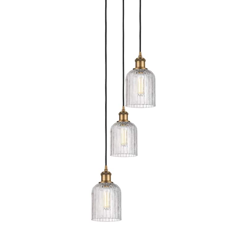 Innovations Lighting 113B-3P-28-12 Bridal Veil Pendant Bridal Veil 3 - Brushed Brass / Clear