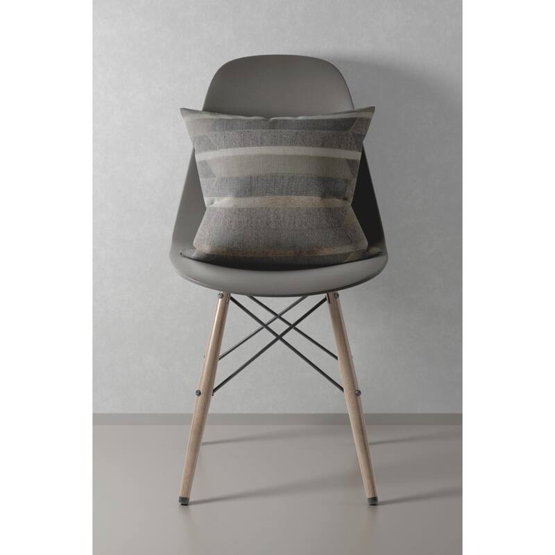 Handmade Striped Square Throw Pillow - 20" - Gray and Tan Brown