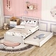 preview thumbnail 10 of 23, Twin Size Wooden Platform Bed Frame with Trundle Bed & Headboard White Washed - Twin