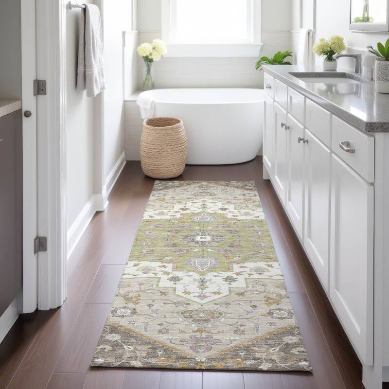 Machine Washable Indoor/ Outdoor Traditional Kolkata Chantille Rug