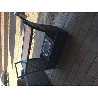 Bahama Outdoor Wicker Bar Cart with Tempered Glass Top by Christopher Knight Home