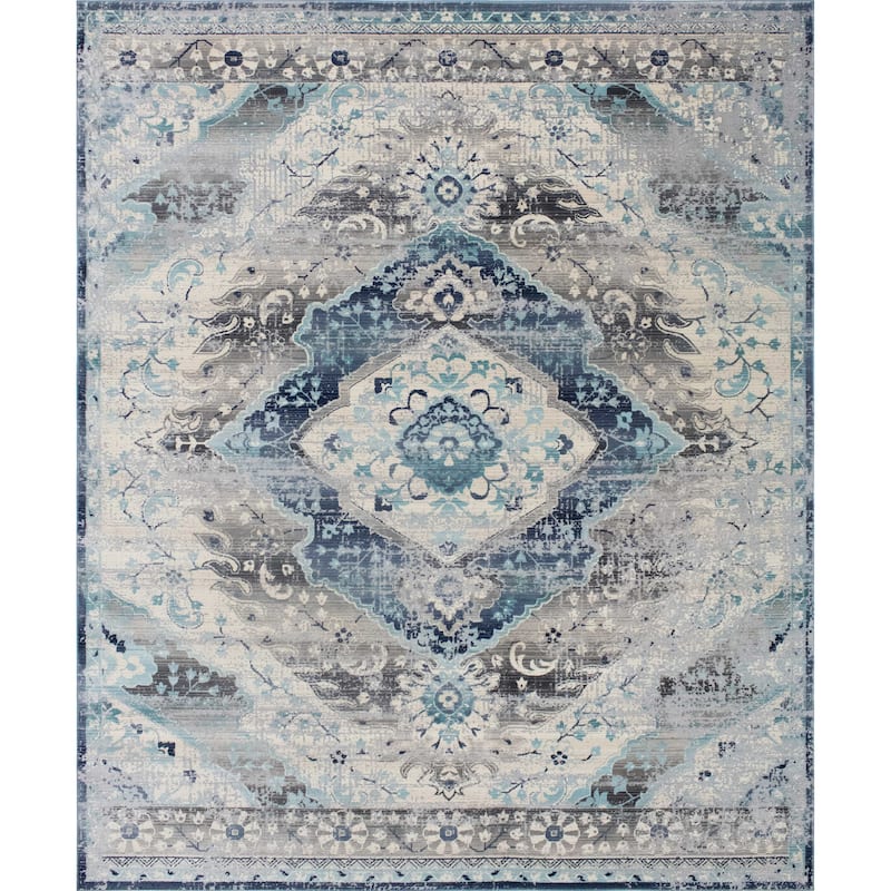 Noori Rug Westfield High-low Rosalee Area Rug - 7'10" x 10'0" - Silver/Blue