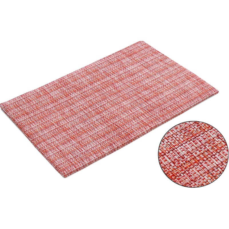 Revitalize Your Kitchen with Comfort and Style! Woven Cotton Anti-Fatigue Mat - 18x30 Inches - 18''x30'' - Orange