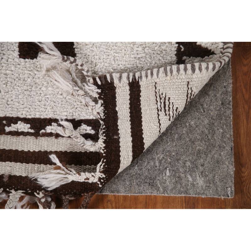 Natural Dye Tribal Beige Anatolian Runner Rug Hand-knotted Wool Carpet - 3'5"x 11'8"
