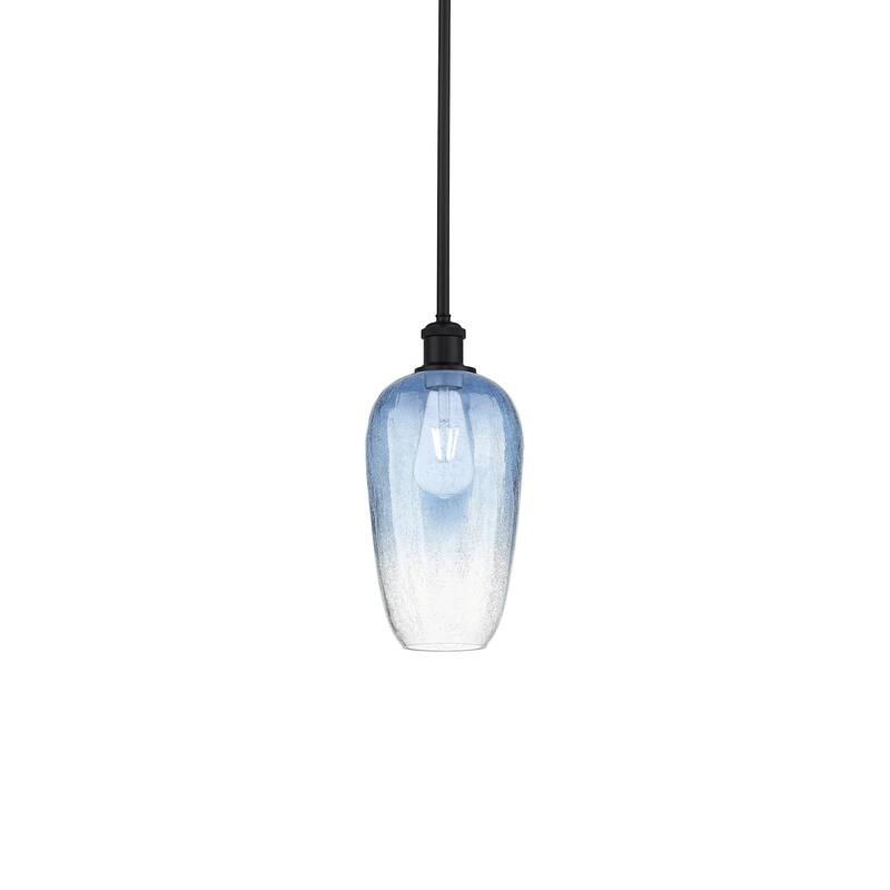 Innovations Lighting 516-1S-15-7 Brookhaven Flute Pendant Brookhaven - Matte Black / Sapphire Blue