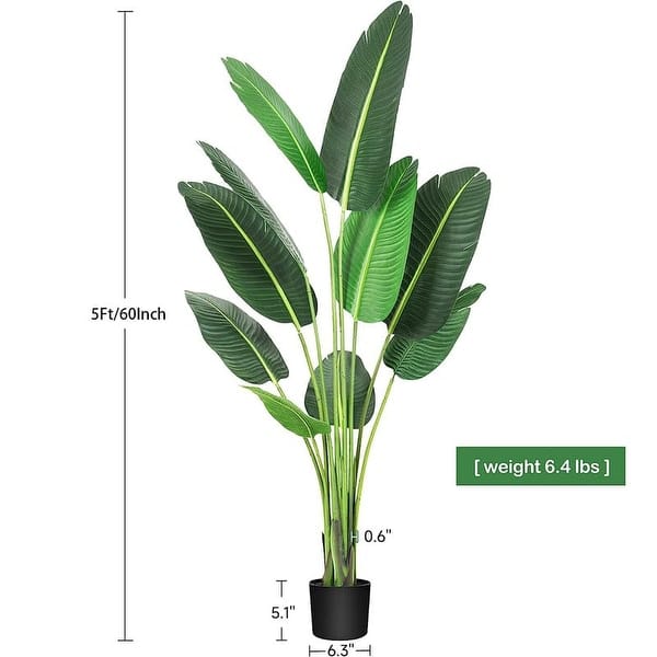 5 Ft Artificial Tree Bird of Paradise Artificial Plant with Trunks Faux Plant Palm Tree - 6.3x6.3x60in