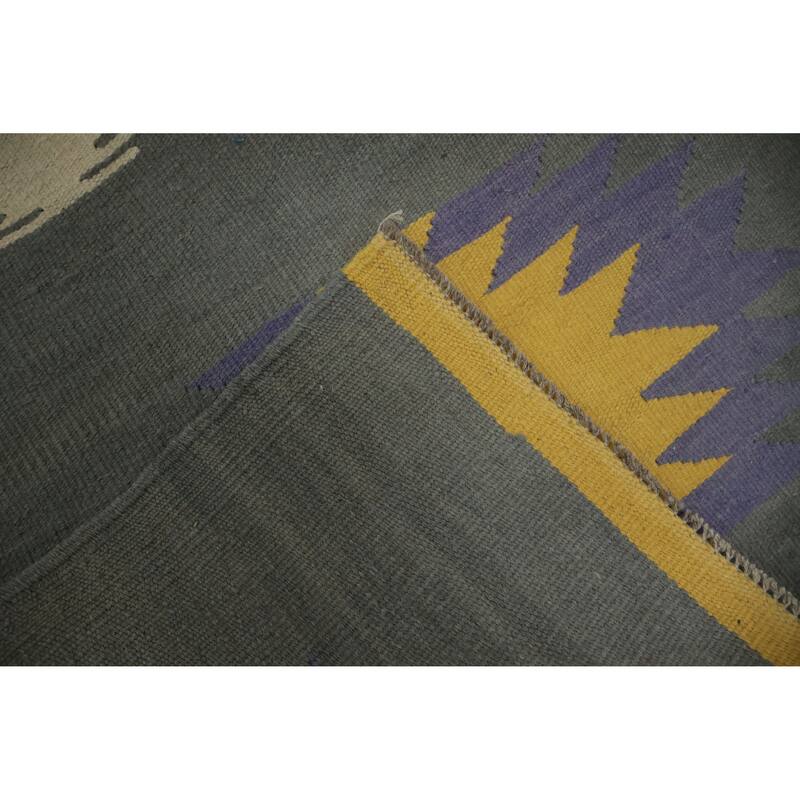 Hand Woven Oriental 100% Wool Carpet Southwestern Tribal Multi-Colored Kilim Area Rug - 9' 9'' X 6' 9''