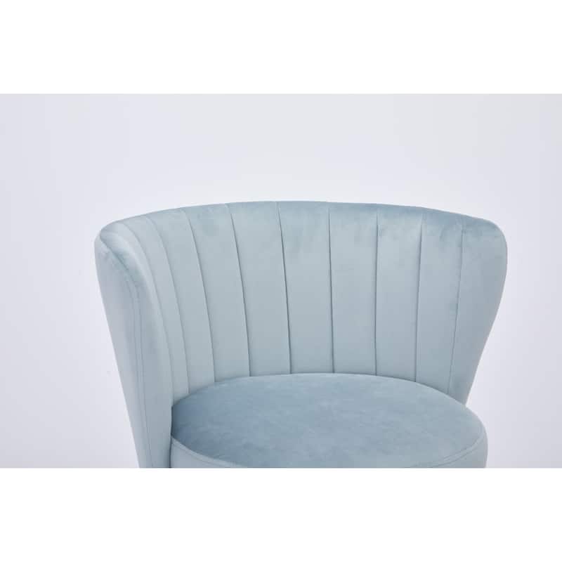 Set of 2 Contemporary Bar Stools with Rounded Padded Velvet Seat and Swivel Function