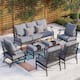 MAISON ARTS 6/7-Piece Patio Conversation Sets, Sofa Set with 2/4 x Single Chairs, 1 x 3-seater Sofa and Coffee Table/Ottomans - Set 6 - Grey