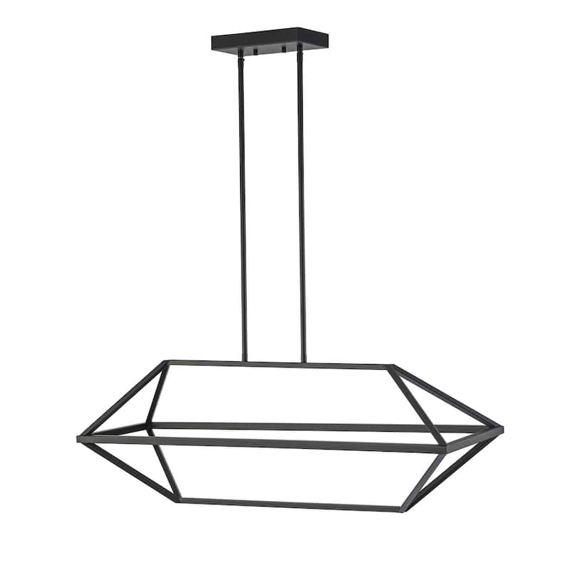 Modern Linear Black Island Pendant Light Geometric Dimmable Integrated LED Chandelier