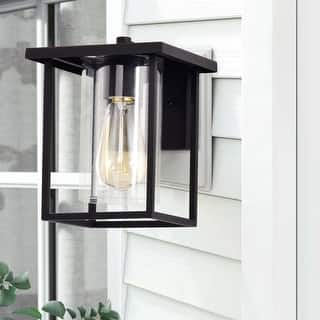 C Cattleya 1-light Matte Black Outdoor Wall Sconce Lantern with Clear Glass Shade