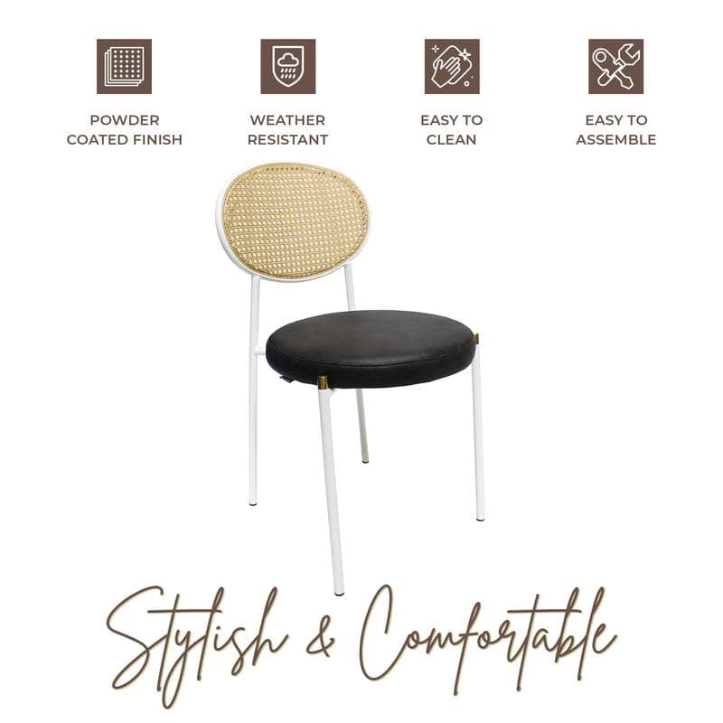 LeisureMod Euston Modern Dining Chair with Upholstered Velvet Seat - Wicker Back and White Stainless Steel Legs Accent Chair