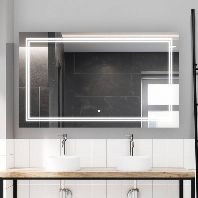 AQUADOM Soho Led Lighted Mirror for Bathroom Defogger, Backlit and Front-Lit - 96"x36"x1"