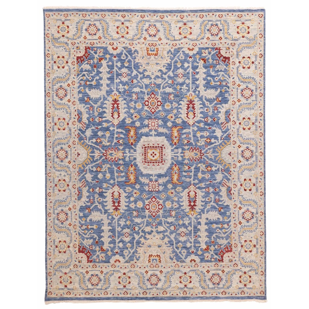 ECARPETGALLERY Hand-knotted Modern Oushak Dark Blue Wool Rug - 8'0 x 10'2