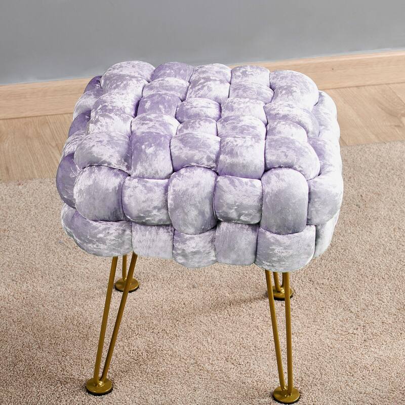 Home Soft Things Crushed Velvet Pouf Stool Ottoman