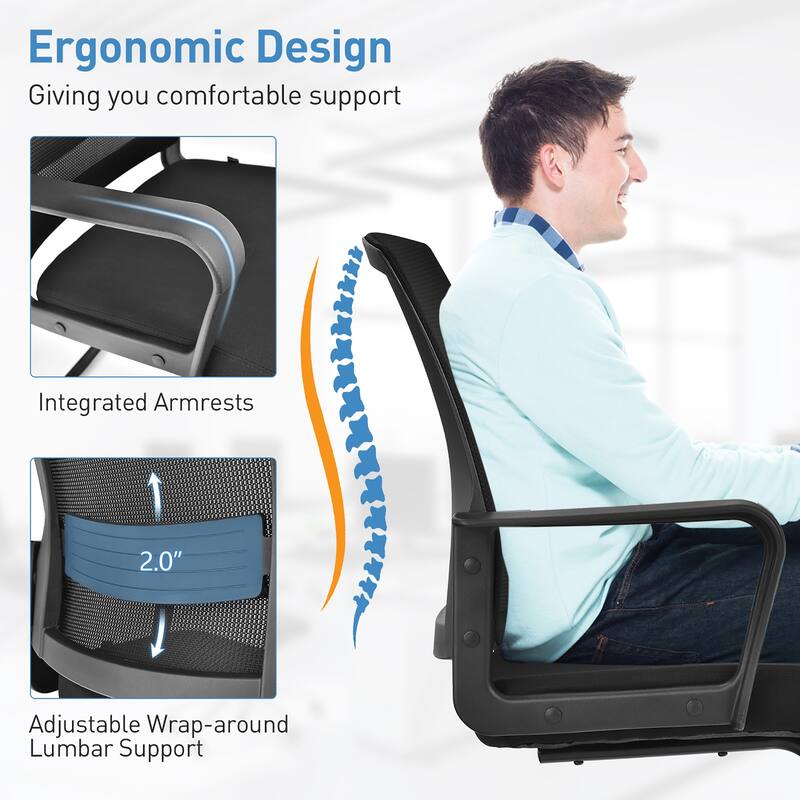 Mid Mesh Back Conference Chair Reception Office Guest Arm Chair