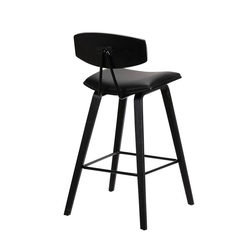 Fox 26" Counter Stool, Black Wood with Black Faux Leather