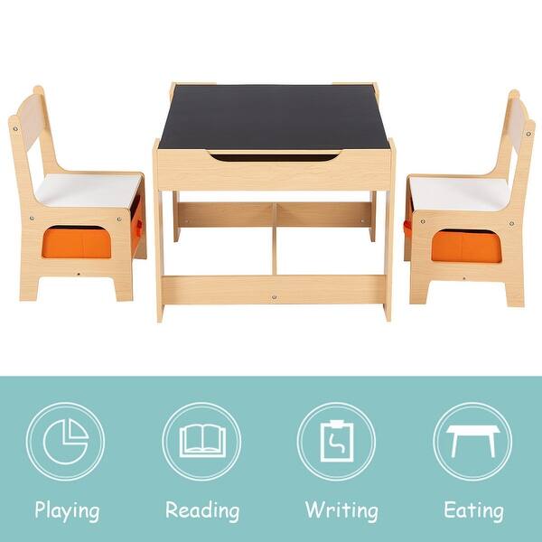 Shop Gymax Children Kids Table Chairs Set With Storage Boxes