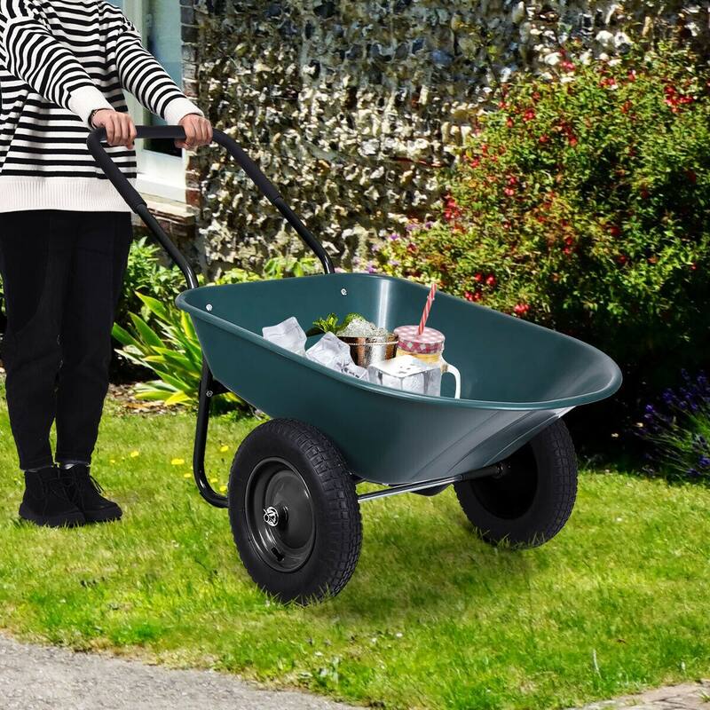 Costway 2 Tire Wheelbarrow Cart Heavy-duty Dolly Utility Cart