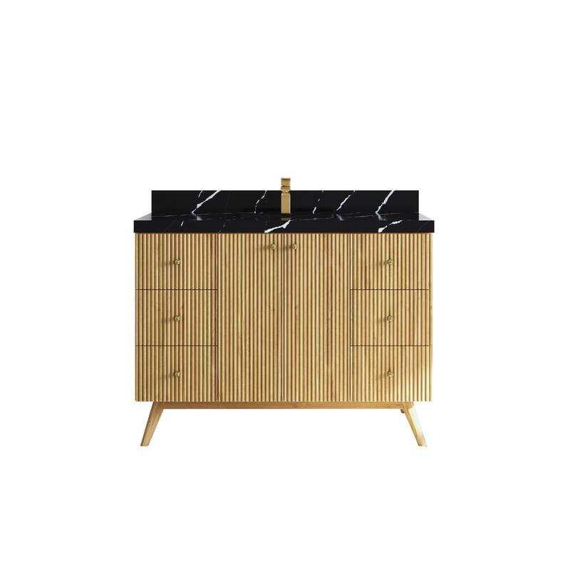 Willow Collections 48 in. W x 22 in. D Pasadena Solid Teak Single Sink Bathroom Vanity with Countertop