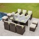 preview thumbnail 17 of 25, 11-pc. Outdoor Patio Wicker Dining Table Set w/ Chairs and Ottomans Brown