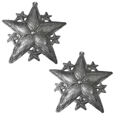 Stars Haitian Steel Drum Ornament Set of 2 - N/A