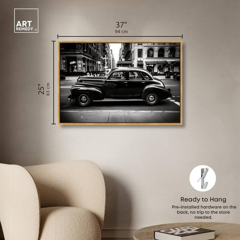 Vintage Car in New York Canvas by Art Remedy