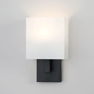 Black Wall Sconce Light With White Fabric Shade