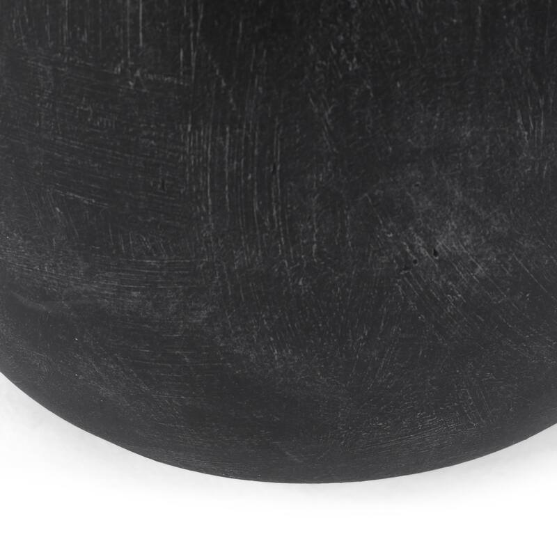 Roomfitters Outdoor Lightweight Concrete Side Table, Round Patio Accent Table, Black