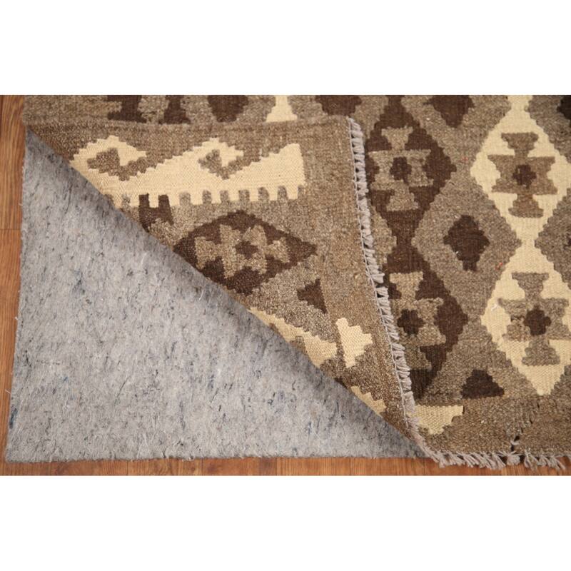 Hand Woven Oriental 100% Wool Carpet Southwestern All-Over Brown Kilim Area Rug - 6' 5'' X 5' 2''