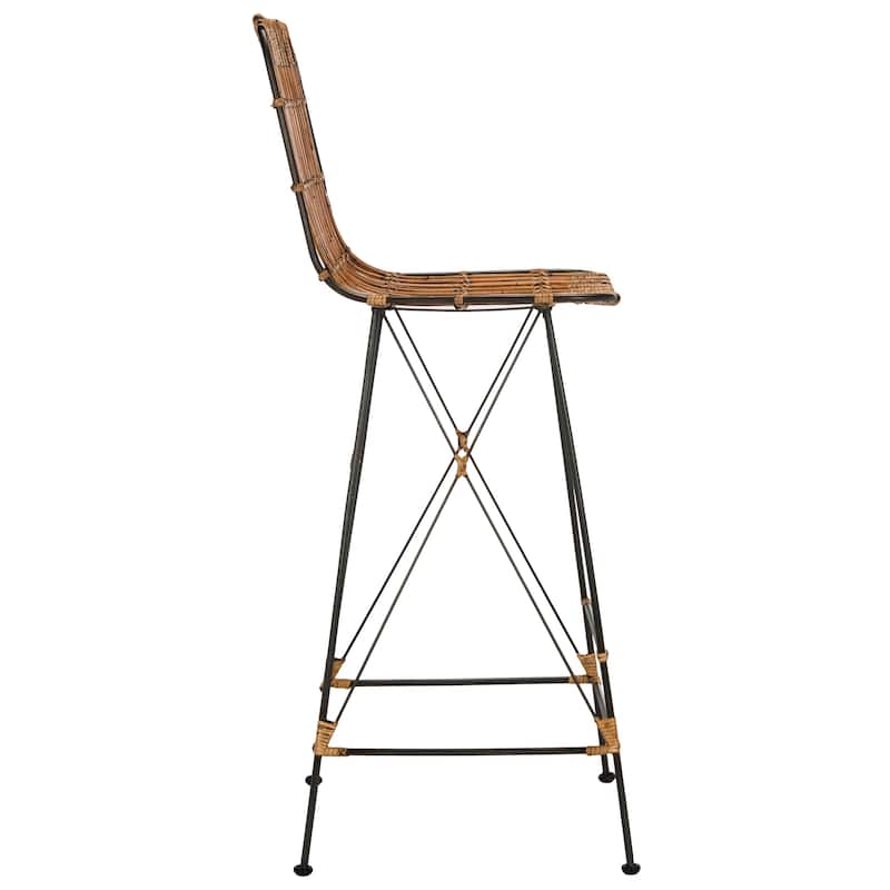 SAFAVIEH Ayala 43.3-inch Wicker Croco Brown Bar Stool (Set of 2) - 18.1" x 20.9" x 43.3" - 18Wx21Dx43H