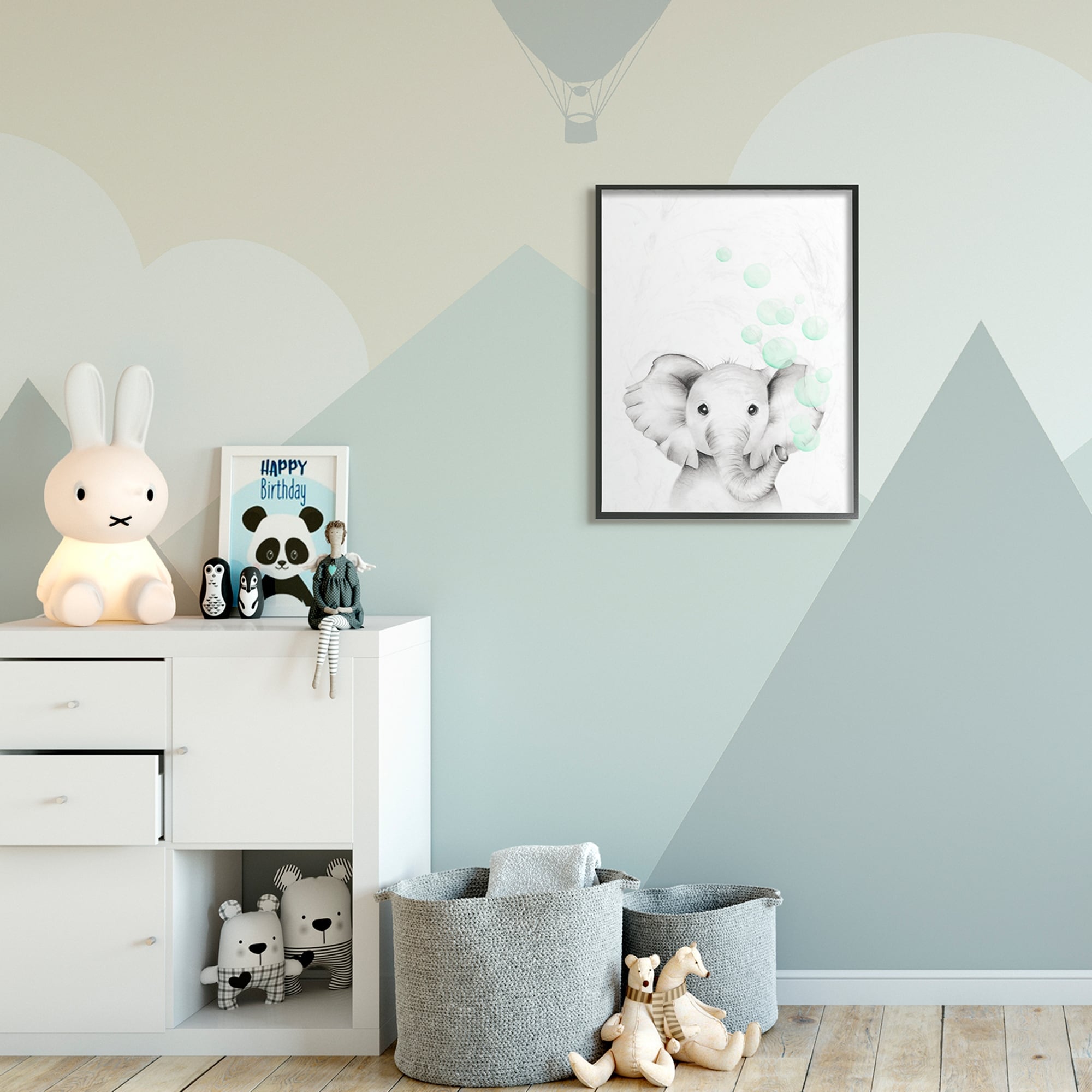 Stupell Cute Cartoon Baby Elephant Zoo Animal Painting,11x14, Design By Artist Studio Q - Grey